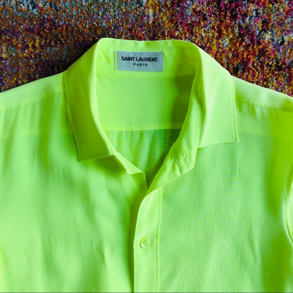 Saint Laurent Neon Yellow LS Oxford Blouse - Picture 2 of 5